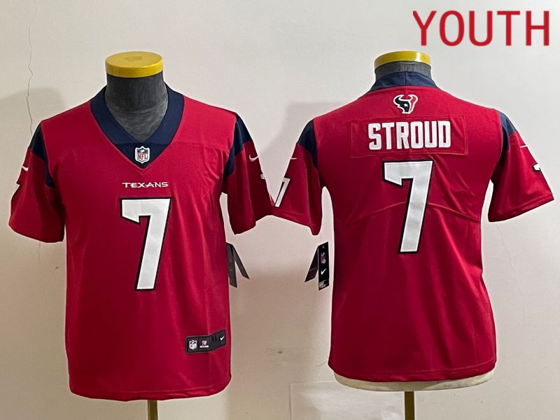 Youth Houston Texans #7 Stroud Red 2023 Nike Vapor Limited NFL Jersey style 1
